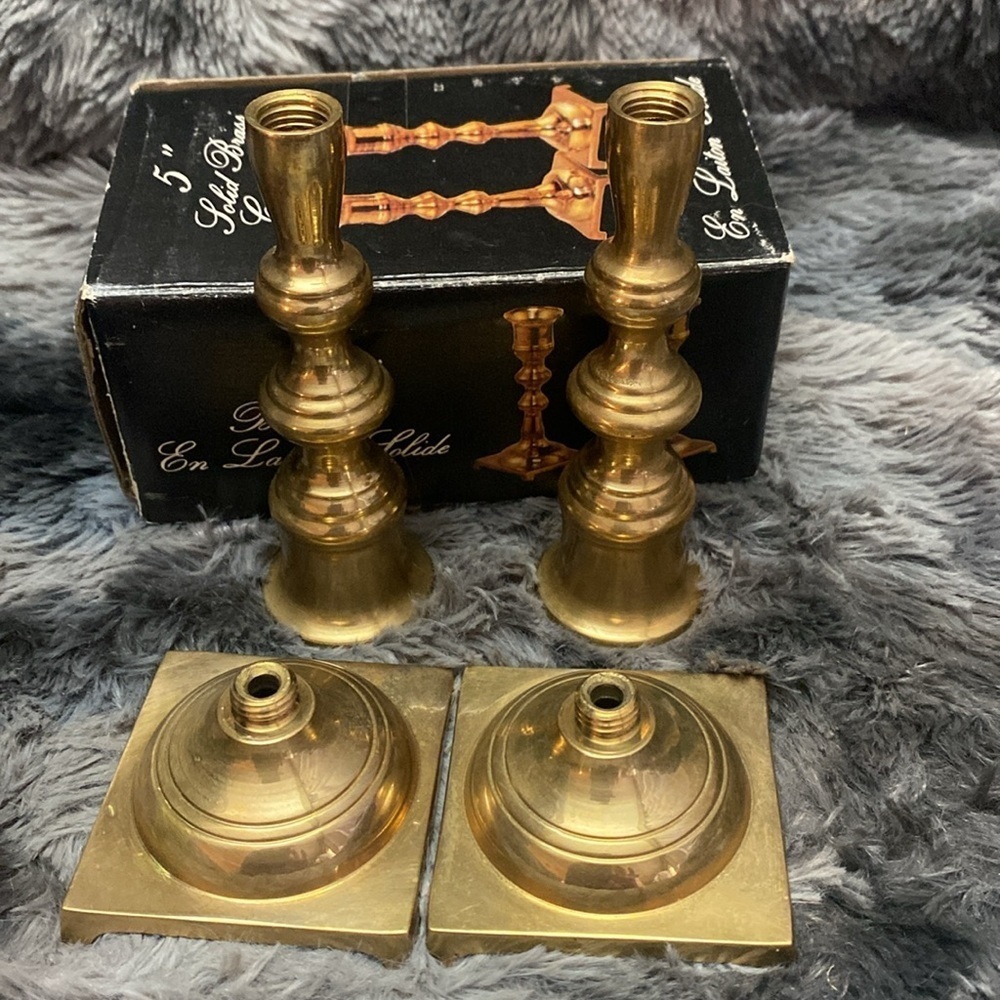 NIB Vintage Brass Candlestick 5” Candle Holders - Picture 15 of 16